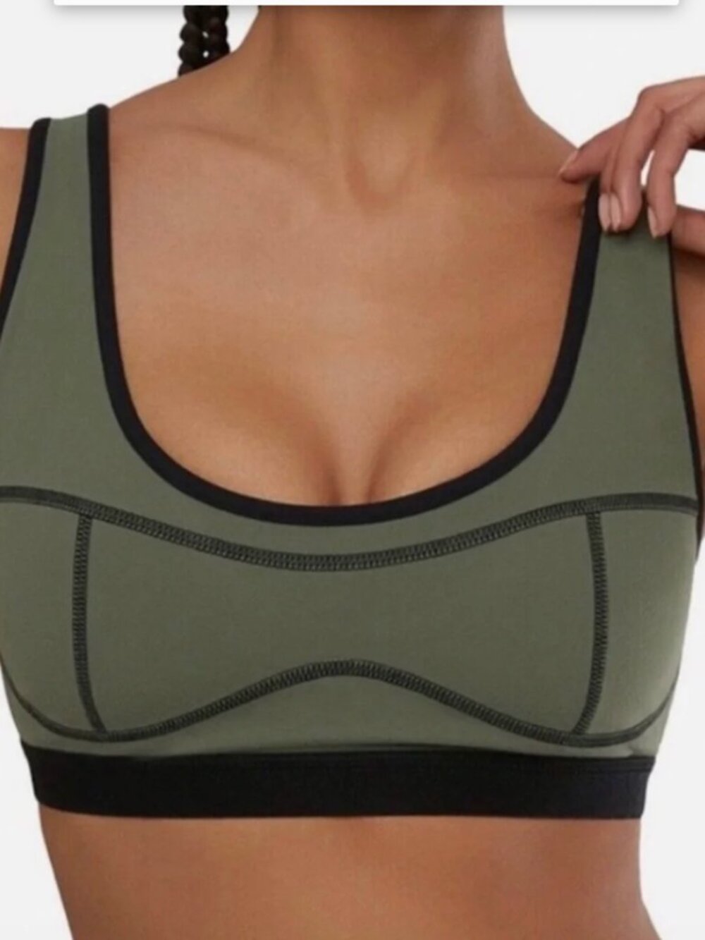WeWoreWhat Army Green Scoop Bra & Hot Short Set Sz S